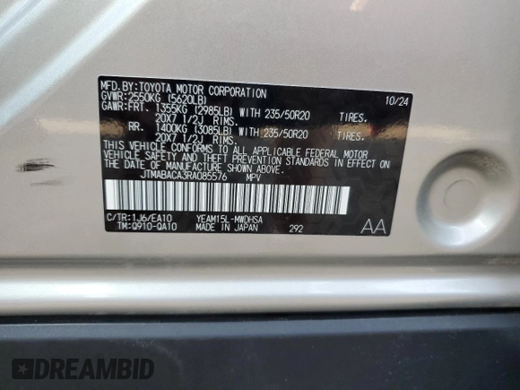 2024 Toyota bZ4X XLE z VIN JTMABACA3RA085576, wystawiony jako Copart lot #64452935 z przebiegiem 8 289 mil mil oraz Czysty tytuł • Clean title. Historia ofert i sprzedaży dostępna na DreamBid. Obrazek 13.