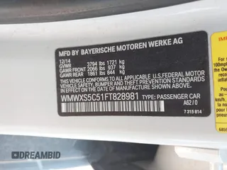 2015 MINI Hardtop 4 Door с VIN WMWXS5C51FT828981, выставлен на аукционе IAAI как лот 42817124 с пробегом 31 894 миль миль и . История ставок и продаж доступна на DreamBid. Изображение 9.