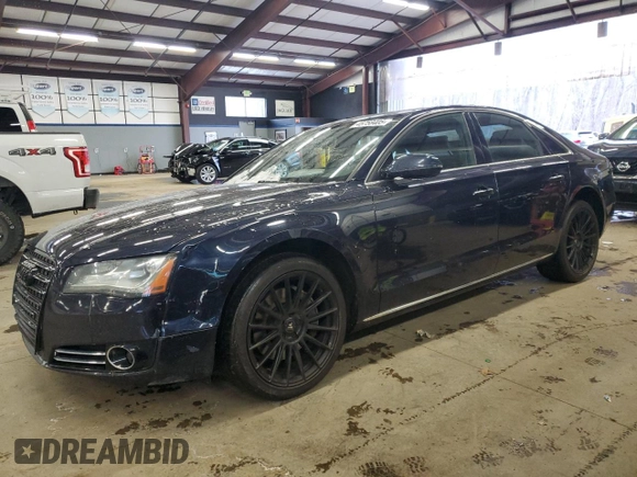 2013 Audi A8 3.0L with VIN WAUAGAFD6DN019898, listed as a Copart auction lot 45758405 with 105,190 mi miles and Clean title. Bid and sale history available at DreamBid. Image 1.