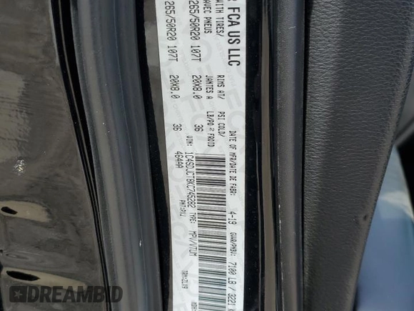 2019 Dodge Durango R/T with VIN 1C4SDJCT8KC745282, listed as a Copart auction lot 52192155 with 92,084 mi miles and Salvage Title. Bid and sale history available at carsss.com. Image 13.
