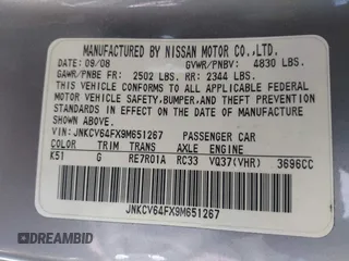 2009 Infiniti G37 x with VIN JNKCV64FX9M651267, listed as a IAAI auction lot 42033282 with 137,544 mi miles and . Bid and sale history available at DreamBid. Image 9.