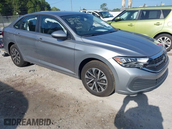 2024 Volkswagen Jetta S with VIN 3VW5M7BU1RM091919, listed as a IAAI auction lot 42691466 with 25,101 mi miles and . Bid and sale history available at DreamBid. Image 1.