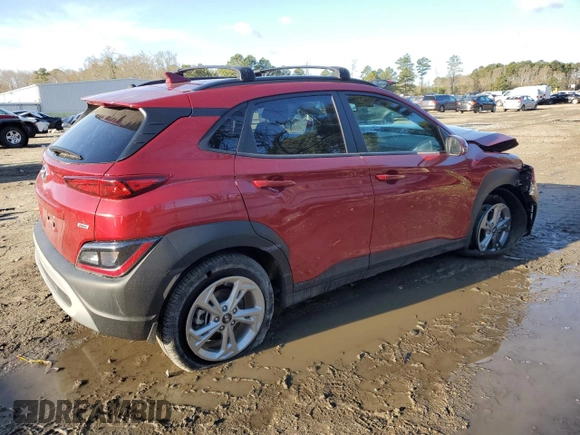 2023 Hyundai Kona SEL with VIN KM8K3CAB0PU053328, listed as a Copart auction lot 49893475 with 3,363 mi miles and Salvage Title. Bid and sale history available at carsss.com. Image 3.