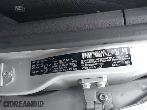 2020 Jeep Renegade Latitude z VIN ZACNJBBB0LPL76965, wystawiony jako IAAI lot #42319436 z przebiegiem 75 307 mil mil oraz . Historia ofert i sprzedaży dostępna na DreamBid. Obrazek 9.