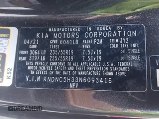 2022 Kia Carnival EX with VIN KNDNC5H33N6093416, listed as a IAAI auction lot 41299425 with 93,991 mi miles. Bid and sale history available at carsss.com. Image 9.