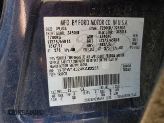 2004 Ford F-150 XLT with VIN 1FTPW14524KA83255, listed as a Copart auction lot 53126354 with 253,357 mi miles and Salvage Title. Bid and sale history available at carsss.com. Image 12.