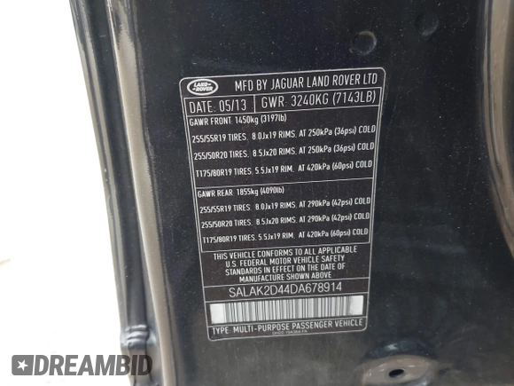 2013 Land Rover LR4 Lux z VIN SALAK2D44DA678914, wystawiony jako IAAI lot #42761654 z przebiegiem 123 979 mil mil oraz . Historia ofert i sprzedaży dostępna na DreamBid. Obrazek 9.