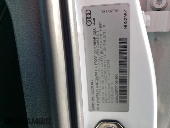 2015 Audi A3 1.8T Premium with VIN WAUACGFF7F1004904, listed as a Copart auction lot 38992944 with 87,309 mi miles. Bid and sale history available at carsss.com. Image 14.