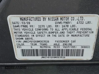 2009 Infiniti G37 Journey with VIN JNKCV61E69M303526, listed as a IAAI auction lot 42027538 with 270,559 mi miles. Bid and sale history available at carsss.com. Image 9.