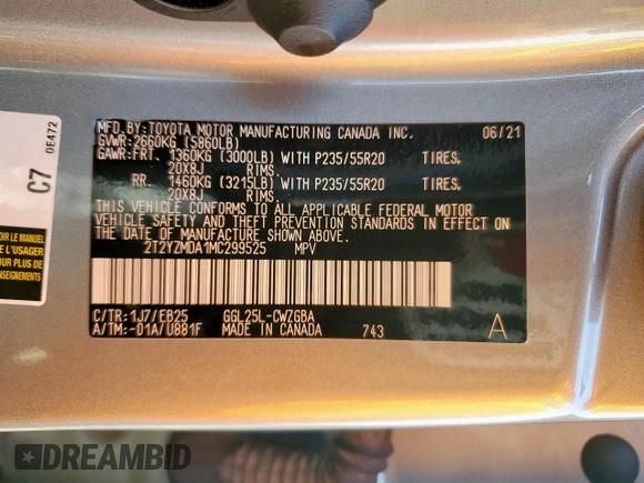 2021 Lexus RX 350 F Sport with VIN 2T2YZMDA1MC299525, listed as a Copart auction lot 60696385 with 41,633 mi miles and Salvage title. Bid and sale history available at DreamBid. Image 14.