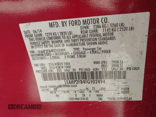 2015 Ford Taurus Limited with VIN 1FAHP2F84FG102494, listed as a IAAI auction lot 42006346 with 1 mi miles. Bid and sale history available at carsss.com. Image 9.