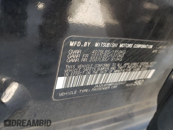 2015 Mitsubishi Lancer GT with VIN JA32U8FW6FU020437, listed as a Copart auction lot 55384795 with 116,232 mi miles and Salvage Title. Bid and sale history available at DreamBid. Image 12.