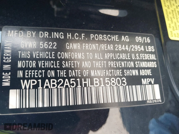 2017 Porsche Macan S with VIN WP1AB2A51HLB15803, listed as a IAAI auction lot 42638730 with 129,435 mi miles and . Bid and sale history available at DreamBid. Image 9.