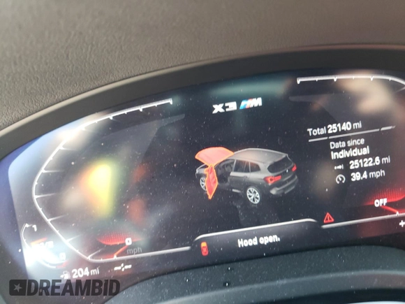 2024 BMW X3 M with VIN 5YM13EC03R9U77834, listed as a Copart auction lot 53084415 with 25,122 mi miles and Salvage Title. Bid and sale history available at carsss.com. Image 9.