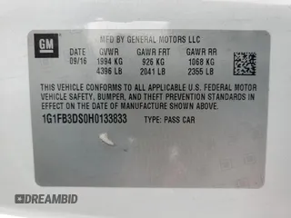 2017 Chevrolet Camaro 1LT with VIN 1G1FB3DS0H0133833, listed as a Copart auction lot 48790295 with 145,325 mi miles and Salvage Title. Bid and sale history available at carsss.com. Image 12.