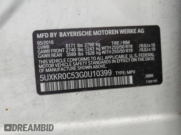 2016 BMW X5 xDrive35i with VIN 5UXKR0C53G0U10399, listed as a Copart auction lot 49447515 with 84,791 mi miles and Salvage Title. Bid and sale history available at carsss.com. Image 13.