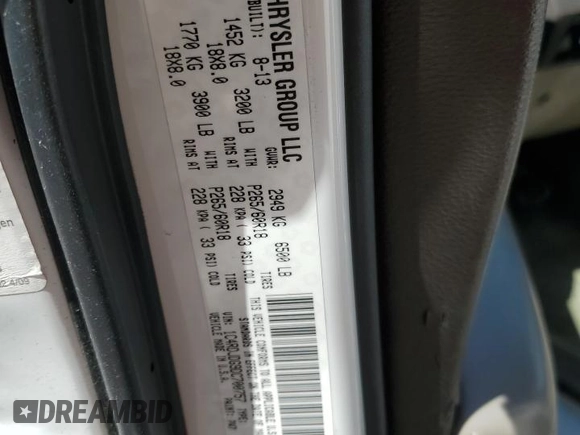 2013 Dodge Durango Crew with VIN 1C4RDJDG9DC700757, listed as a Copart auction lot 57989045 with 204,907 mi miles and Clean title. Bid and sale history available at DreamBid. Image 12.