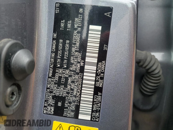 2016 Lexus RX 350 with VIN 2T2BZMCA5GC009122, listed as a Copart auction lot 52448045 with 122,781 mi miles and Salvage Title. Bid and sale history available at DreamBid. Image 13.