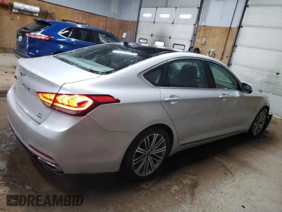 2018 Genesis G80 3.8L with VIN KMHGN4JEXJU232841, listed as a Copart auction lot 77777244 with 98,371 mi miles and Clean Title. Bid and sale history available at carsss.com. Image 3.