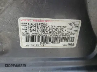 2007 Mitsubishi Outlander XLS with VIN JA4MT41X47Z009537, listed as a Copart auction lot 85265634 with 207,350 mi miles and Salvage Title. Bid and sale history available at carsss.com. Image 12.