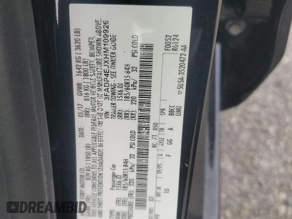 2017 Ford Fiesta SE with VIN 3FADP4EJXHM109926, listed as a Copart auction lot 53843525 with 122,062 mi miles and Salvage Title. Bid and sale history available at carsss.com. Image 12.