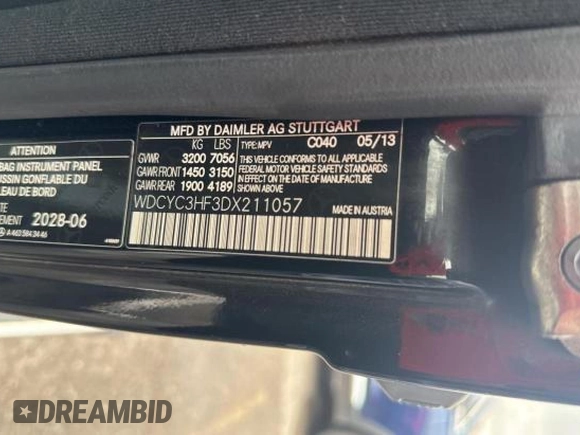2013 Mercedes-Benz G 550 с VIN WDCYC3HF3DX211057, выставлен на аукционе Copart как лот 78868764 с пробегом 102 789 миль миль и Чистый • Clean title. История ставок и продаж доступна на DreamBid. Изображение 10.