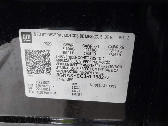 2024 Chevrolet Equinox LS z VIN 3GNAXSEG3RL188277, wystawiony jako IAAI lot #42278132 z przebiegiem 25 839 mil mil oraz . Historia ofert i sprzedaży dostępna na DreamBid. Obrazek 9.