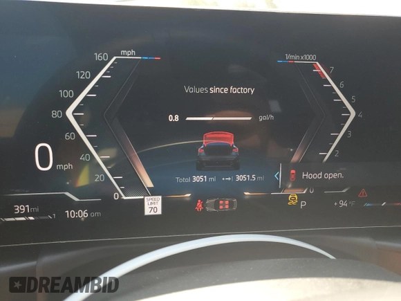 2025 BMW 4 Series 430i with VIN WBA43DA02SCT09580, listed as a Copart auction lot 61768505 with 3,051 mi miles and Salvage title. Bid and sale history available at DreamBid. Image 9.
