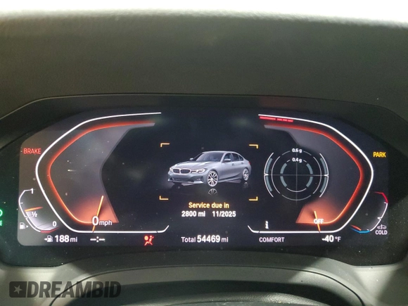 2019 BMW 3 Series 330i xDrive with VIN WBA5R7C59KAJ85302, listed as a Copart auction lot 46844465 with 54,469 mi miles and Salvage Title. Bid and sale history available at carsss.com. Image 9.