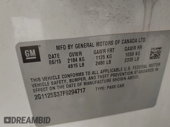 2015 Chevrolet Impala LT with VIN 2G1125S37F9294717, listed as a IAAI auction lot 42489332 with 92,676 mi miles and . Bid and sale history available at DreamBid. Image 9.