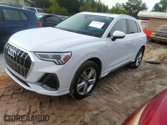 2022 Audi Q3 S line Premium Plus with VIN WA1EECF35N1035137, listed as a IAAI auction lot 42279961 with 43,458 mi miles and . Bid and sale history available at DreamBid. Image 17.