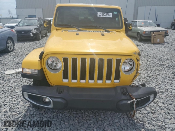 2019 Jeep Wrangler Unlimited Sahara with VIN 1C4HJXEN4KW593715, listed as a Copart auction lot 53883335 with 83,349 mi miles and Salvage Title. Bid and sale history available at DreamBid. Image 5.