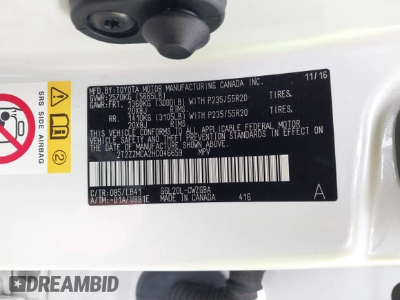 2017 Lexus RX 350 with VIN 2T2ZZMCA2HC046659, listed as a IAAI auction lot 41517822 with 24,749 mi miles and . Bid and sale history available at DreamBid. Image 9.