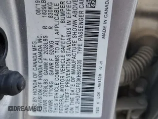 2019 Honda Civic Sport with VIN 2HGFC2F83KH590205, listed as a Copart auction lot 50060315 with 70,167 mi miles and Salvage Title. Bid and sale history available at DreamBid. Image 13.