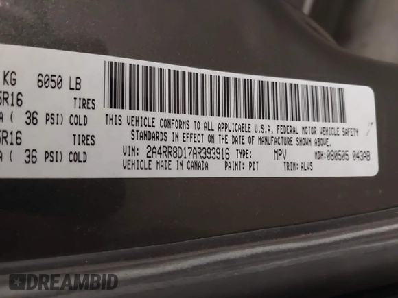 2010 Chrysler Town & Country Touring Plus with VIN 2A4RR8D17AR393916, listed as a IAAI auction lot 42171114 with 123,741 mi miles. Bid and sale history available at carsss.com. Image 9.