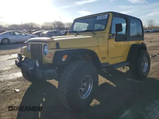 2000 Jeep Wrangler Sport with VIN 1J4FA49S0YP705980, listed as a Copart auction lot 46349285 with 193,344 mi miles and Salvage Title. Bid and sale history available at carsss.com. Image 1.