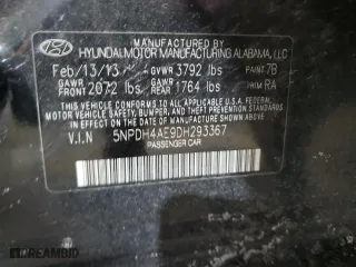 2013 Hyundai Elantra Limited PZEV with VIN 5NPDH4AE9DH293367, listed as a Copart auction lot 42406695 with 132,008 mi miles and Salvage Title. Bid and sale history available at carsss.com. Image 14.