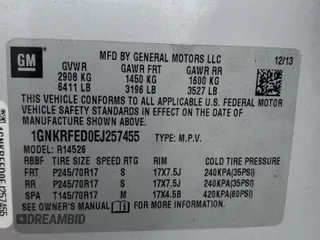 2014 Chevrolet Traverse LS z VIN 1GNKRFED0EJ257455, wystawiony jako Copart lot #58961415 z przebiegiem 136 284 mil mil oraz Szkoda całkowita • Salvage title. Historia ofert i sprzedaży dostępna na DreamBid. Obrazek 14.
