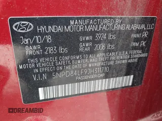 2018 Hyundai Elantra SEL with VIN 5NPD84LF9JH311710, listed as a IAAI auction lot 41680156 with 107,269 mi miles and . Bid and sale history available at DreamBid. Image 9.