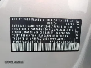 2013 Volkswagen Jetta SE z VIN 3VWDP7AJ8DM377432, wystawiony jako Copart lot #60154025 z przebiegiem 117 757 mil mil oraz Szkoda całkowita • Salvage title. Historia ofert i sprzedaży dostępna na DreamBid. Obrazek 12.
