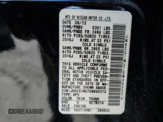 2014 Infiniti QX70 with VIN JN8CS1MU7EM450274, listed as a Copart auction lot 42516735 with 173,483 mi miles and Salvage Title. Bid and sale history available at DreamBid. Image 13.