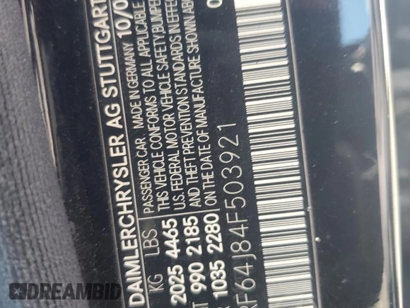 2004 Mercedes-Benz C 320 with VIN WDBRF64J84F503921, listed as a Copart auction lot 57885215 with Not provided miles and Salvage title. Bid and sale history available at DreamBid. Image 12.