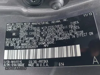 2014 Toyota Sienna SE with VIN 5TDXK3DC4ES434604, listed as a IAAI auction lot 41346434 with 108,633 mi miles and . Bid and sale history available at DreamBid. Image 9.
