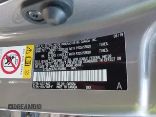 2019 Lexus RX 350 with VIN 2T2ZZMCA7KC150880, listed as a IAAI auction lot 42053536 with 55,573 mi miles and . Bid and sale history available at DreamBid. Image 9.