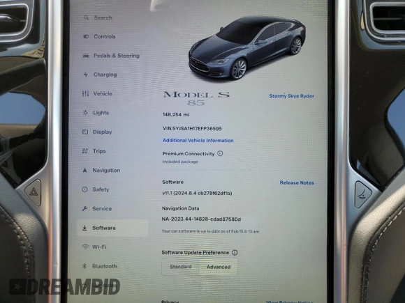 2014 Tesla Model S 60 z VIN 5YJSA1H17EFP36595, wystawiony jako Copart lot #53705035 z przebiegiem 148 254 mil mil oraz Szkoda całkowita • Salvage title. Historia ofert i sprzedaży dostępna na DreamBid. Obrazek 9.