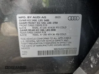 2024 Audi Q5 S line Premium with VIN WA1GAAFY5R2023624, listed as a Copart auction lot 42004095 with 24,041 mi miles and Salvage Title. Bid and sale history available at carsss.com. Image 14.