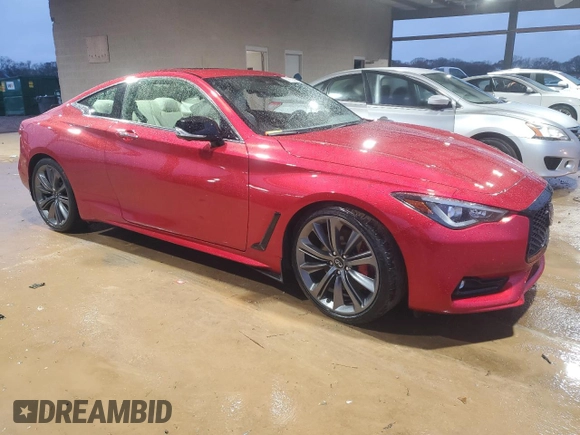 2021 Infiniti Q60 Red Sport 400 with VIN JN1FV7LK0MM530441, listed as a Copart auction lot 45025825 with 17,319 mi miles and Salvage title. Bid and sale history available at DreamBid. Image 4.