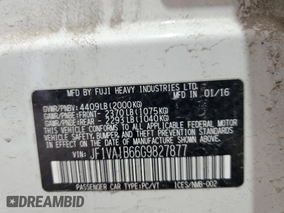 2016 Subaru WRX с VIN JF1VA1B66G9827877, выставлен на аукционе Copart как лот 49632715 с пробегом 100 720 миль миль и Списание • Salvage title. История ставок и продаж доступна на DreamBid. Изображение 14.
