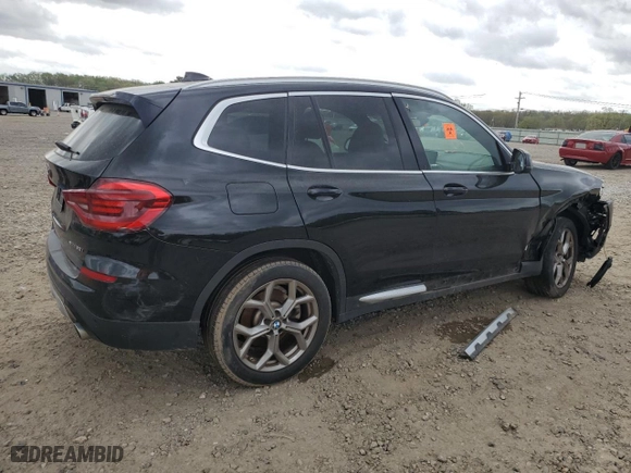 2021 BMW X3 sDrive30i with VIN 5UXTY3C05M9F87947, listed as a Copart auction lot 51312705 with 51,043 mi miles and Salvage Title. Bid and sale history available at carsss.com. Image 3.