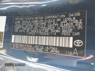 2005 Scion tC z VIN JTKDE177550061114, wystawiony jako IAAI lot #42324823 z przebiegiem 163 068 mil mil oraz . Historia ofert i sprzedaży dostępna na DreamBid. Obrazek 9.